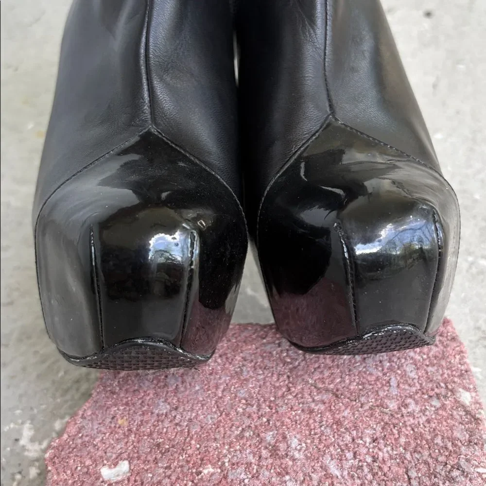 Stuart Weissman agree, platform, patent leather and leather booties